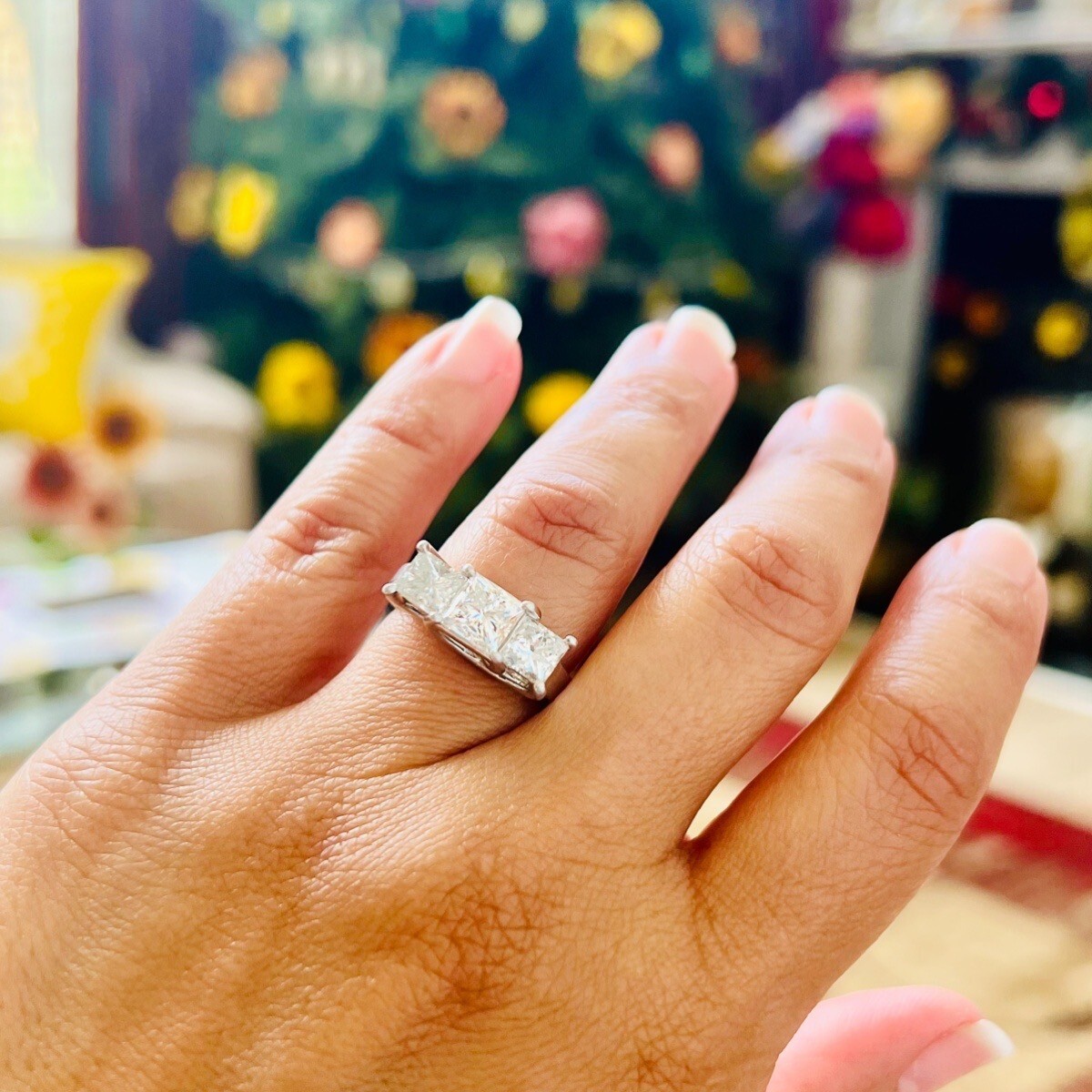 Princess Cut STONE Diamond Engagement Ring ct $45k NEW