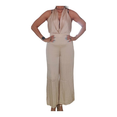 Zara Sexy Jumpsuit Leicht Glänzend Culotte Cut-Out Weites Bein Gr. M 38 40