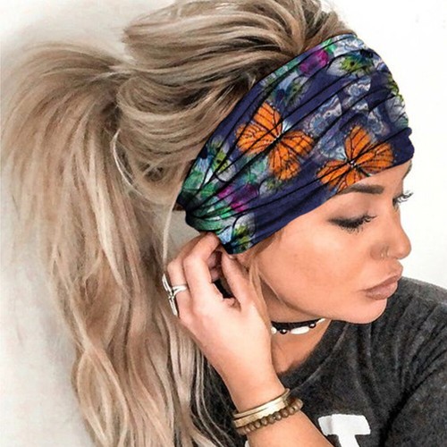 Women Elastic Yoga Bandana Headband Hair Band Wide Turban Sports Head