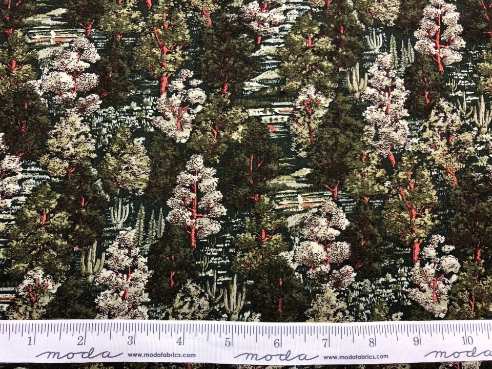 Forest Scene Fabric Hollytex Screen Print Trees  OOP BTFQ - Image 2 of 3