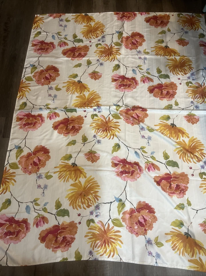 Floral 67” By 51” Tablecloth & 67” By 14” Runner Set Spring Pastels White EUC - Image 2 of 4