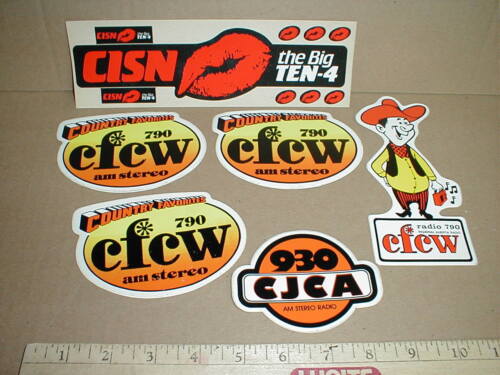 vintage Canadian Canada Country Western Radio Station 1970s decal stickers - Afbeelding 1 van 3