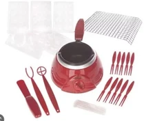 Cook's Essentials - Red Chocolate Treat Maker Fondue Pot With Molds