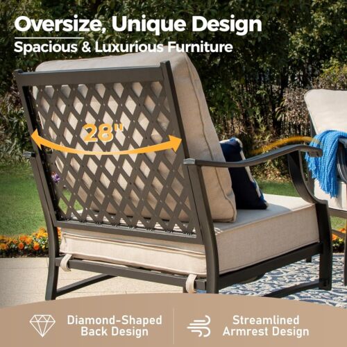 4 PCS Outdoor Patio Furniture Set Sectional Sofa Conversation Set Swivel Chairs - Picture 6 of 9