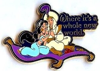 Disney Where Dreams Come True Card Collection 2 Pin Set Aladdin & Jasmine Pin