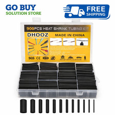 900 PCS Wire Heat Shrink Tubing Kit Marine Grade Wrap Premium Black NEW