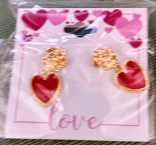 Brand New Love Red Stainless Steel Drop  Dangle Heart Earrings