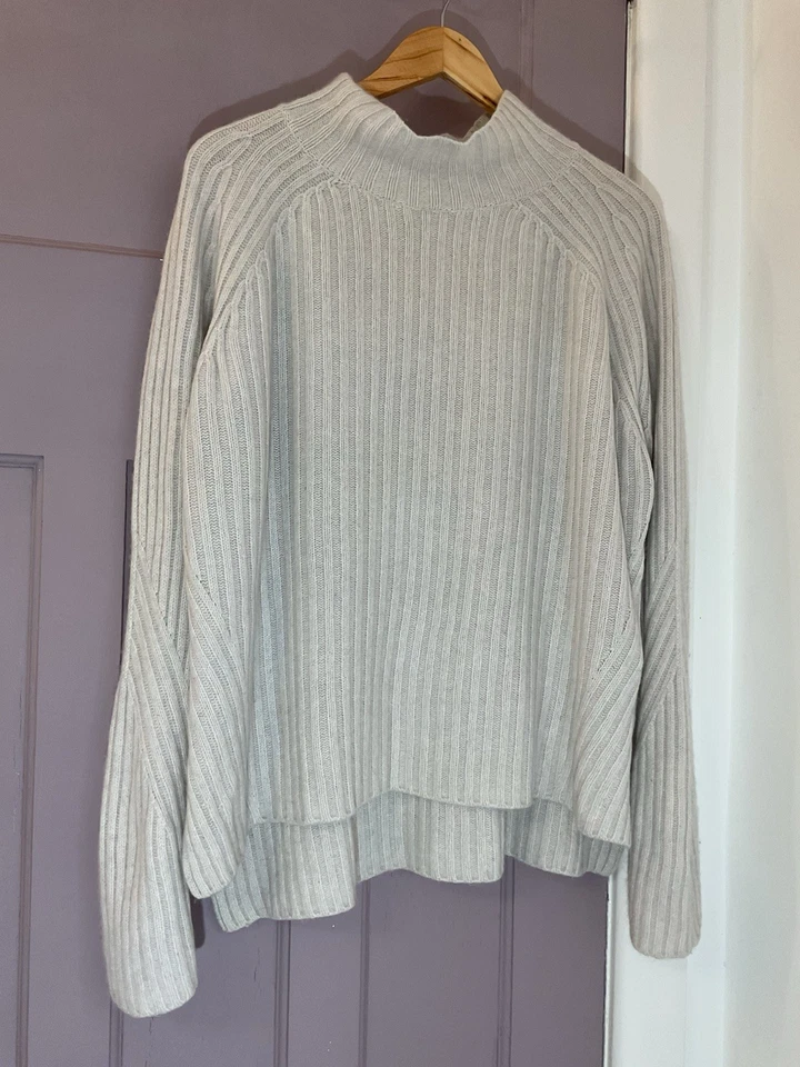 The White Company Cashmere Jumper XL 100% Cashmere Pale Light Grey High Neck - Image 2 of 4