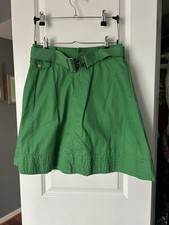 Ralph Lauren Womens Vintage Flare Belted Green Skirt Size 6 100 Cotton