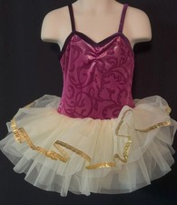 Curtain Call Costumes Sleeveless Burgundy and Ivory Dance Dress Size Extra Small