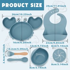 8Pcs Silicone Baby Feeding Set Reusable Baby Weaning Supplies with Plate beCat