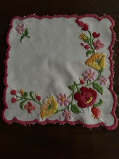 Hand embroidered Hungarian Kalocsa floral doily Free shipping