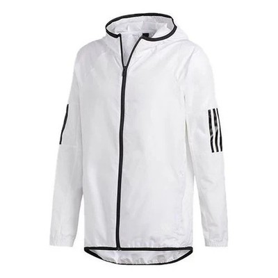 Adidas Men s S2S Windbreaker Jacket DU1962 White Black Stripe Hooded