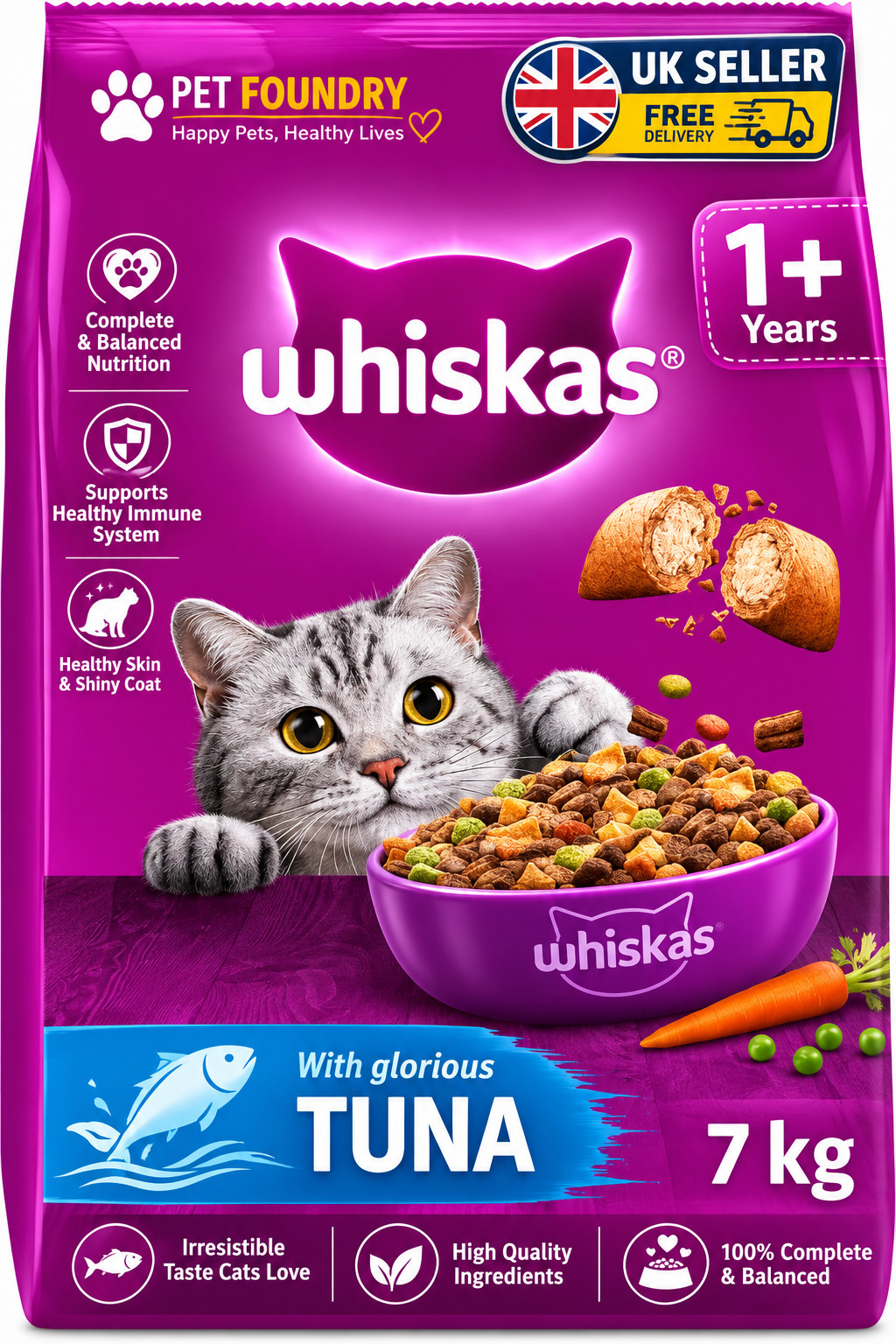 Premium Adult Dry Cat Food with Real Tuna Flavor, Nutritious 7kg Bulk Pack - Image 2