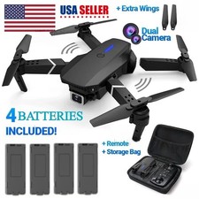 Drone 2025 4K HD Dual Camera WiFi FPV RC Foldable Quadcopter  4 Batteries USA