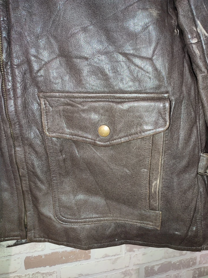 Blouson aviateur L.L.Bean Homme M – Cuir véritable doublé laine – Made in USA - Photo 4/4