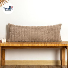 Corduroy Lumbar Pillow Cover 14X36 Inch, Coffee Brown Decorative Chic Cozy Long