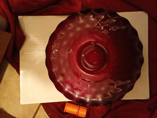 Vintage Anchor Hocking Royal Ruby Red Bubble Glass  Cake Plate