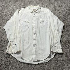 Vtg Rockmount Ranch Wear Men White Pearl Snap Western Shirt XL USA Cowboy