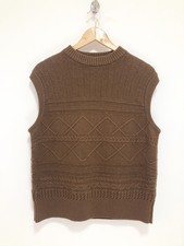 Per Una M&S Cable Knit Jumper Vest Medium Brown Women's Cotton & Merino Wool