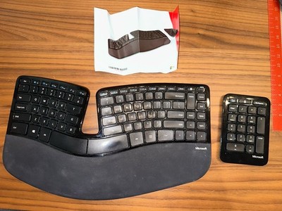 Microsoft Sculpt Keyboard, Model 1559, w/Keypad, Riser and USB Dongle