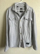 Buffalo David Bitton Shirt Mens Sz Large Gray Shacket Button Cotton