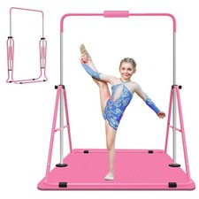 Gymnastics Bar for , Adjustable Height Gymnastic Horizontal Bars with Mat, Fo...