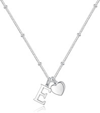 Heart Initial Necklaces for Girls -925 Silver Necklace for Women Teen Girl Gifts