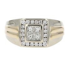 .77ctw Princess Diamond Cluster Wedding Band Ring 14k Multi-Tone Gold Size 11.25