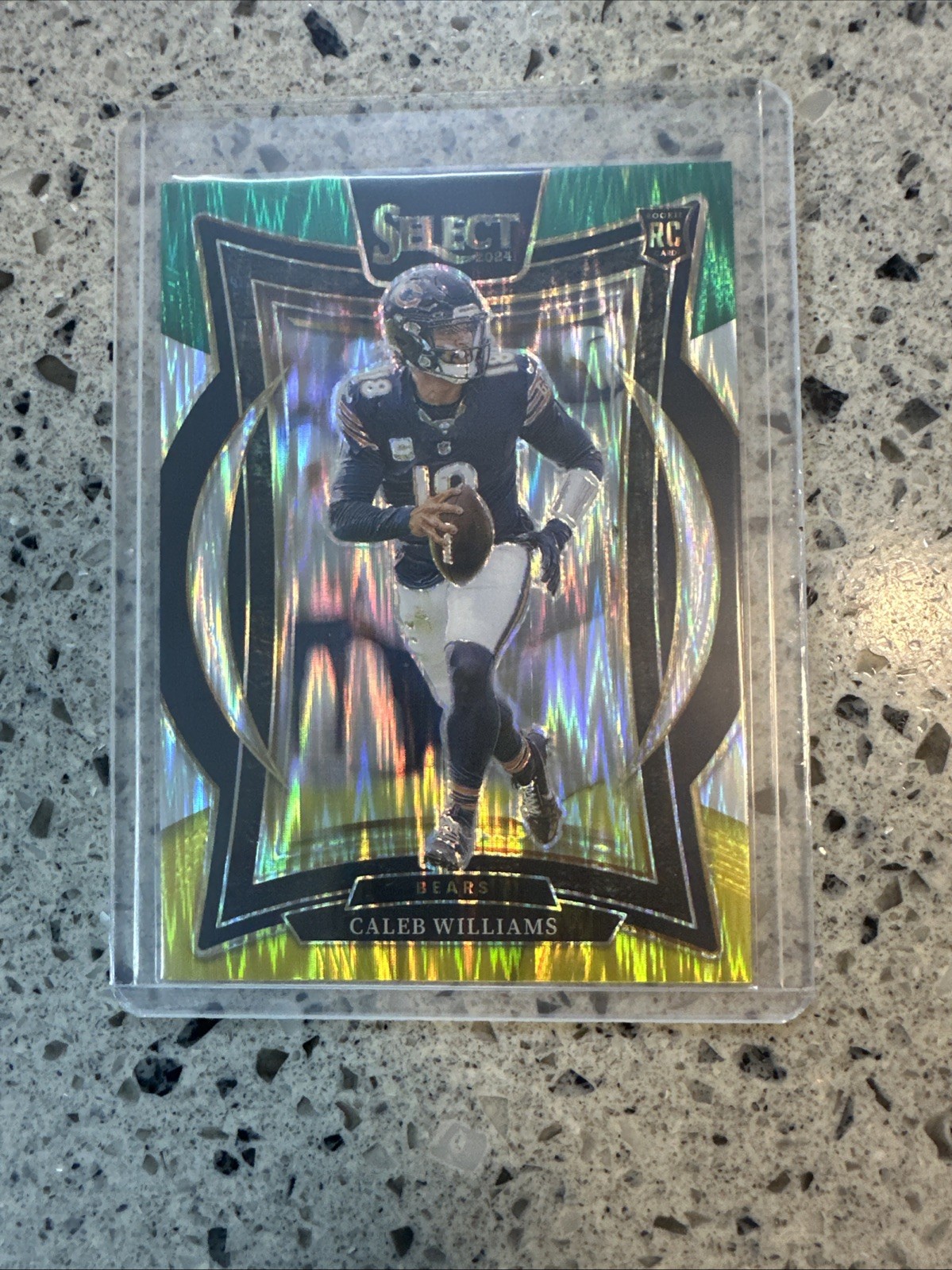 Caleb Williams Green Yellow Prizm Shock 2024 Rookie Panini Select Concourse #25