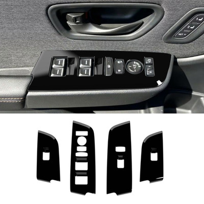 For Honda Pilot 2023-2026 Car Window Switch Panel Cover Set Bright black