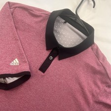 Adidas Climachill Men Heathered Burgundy Black Collar Polo Shirt XL