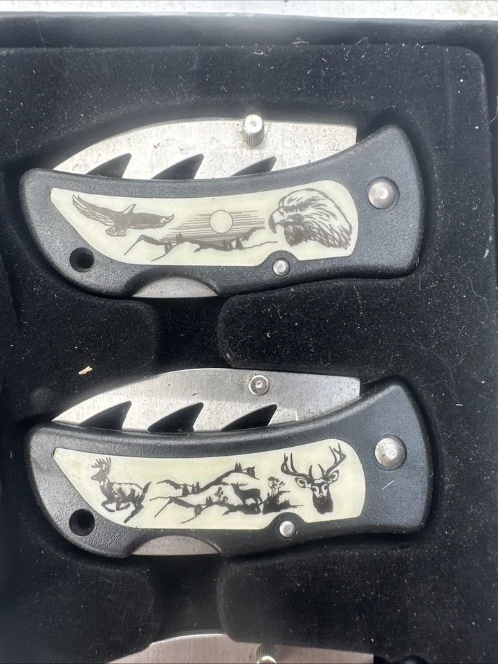 ¡JUEGO DE 4 NAVAJAS DE BOLSILLO PARA ESCARCHA "WILDLIFE" CON CLIPS Y HOJA DE 2 PULGADAS! L@@K! Foto 2 de 4