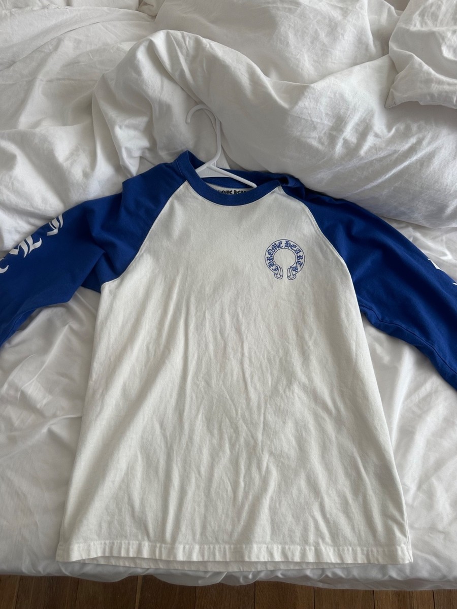Chrome Hearts baseball long sleeve in white and blue | eBay