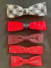 Lot of 5 Vintage 1950s Clip On Bow Ties Rockabilly Plaid Paisley Mid-Century MCM