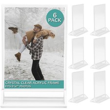pbf 5x7 Acrylic Picture Frame Display Stand  5 x 7 Vertical Clear Acrylic Si...