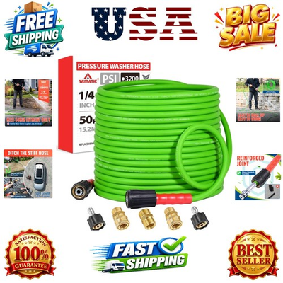 #ad Super Flexible Pressure Washer Hose 50FT for Power Washer Replacement Kink R... $59.19