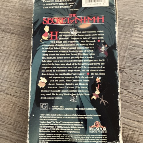 The Secret of NIMH VHS Tape 1982 Animated Dom De Luise Elizabeth Hartman Movie - Picture 5 of 7