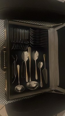 Solingen Besteck Koffer, 23/24 Karat Hartvergoldet, für 12 Personen