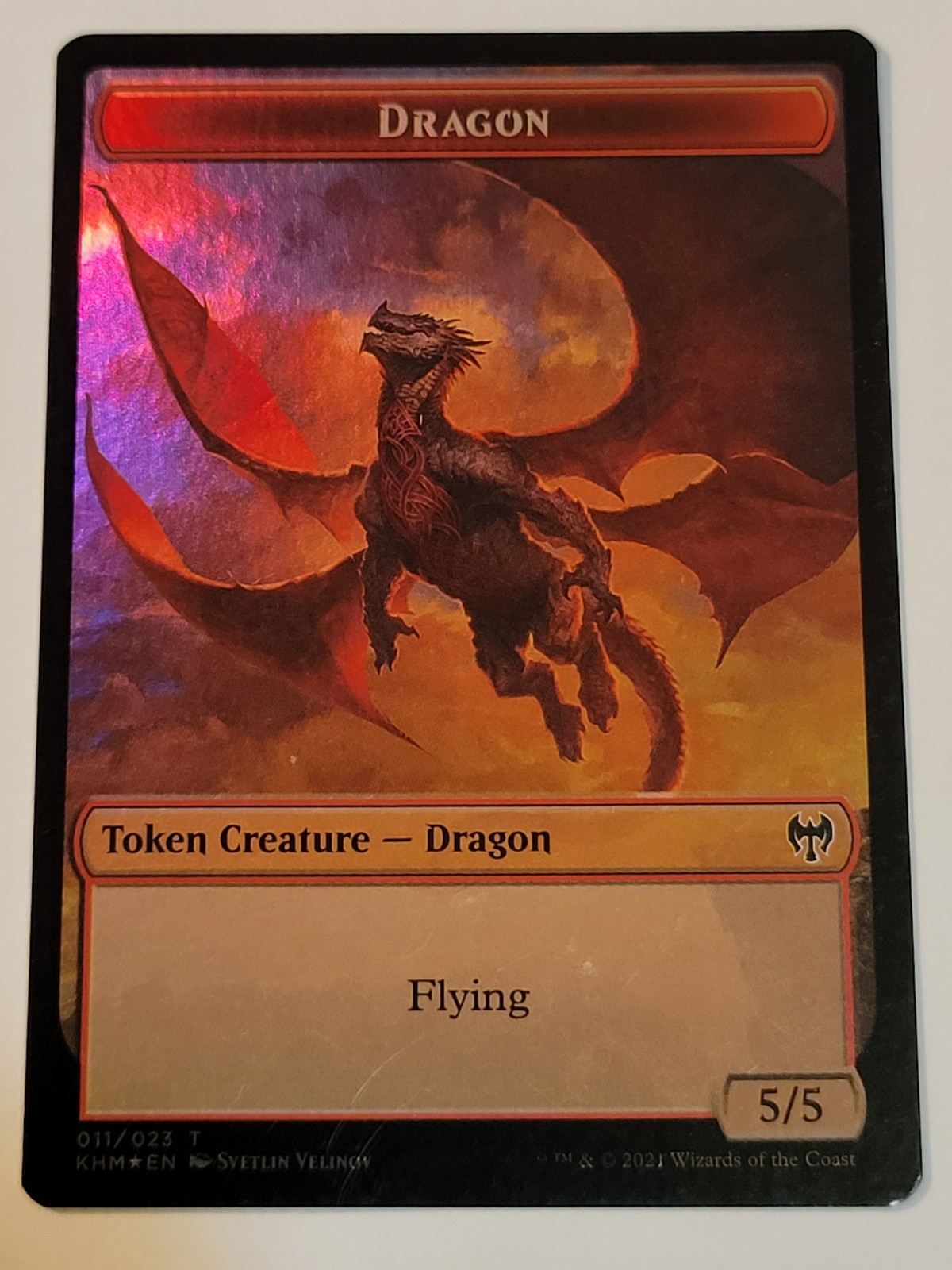 Dragon/Human Warrior Token -Double-Sided Foil- KALDHEIM KHM 11/3 mtg LP