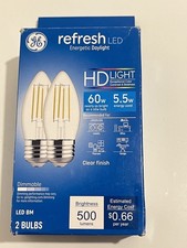 GE Refresh LED HD Light Bulbs 60W Equivalent 5.5W Daylight Clear Dimmable 2 Pack