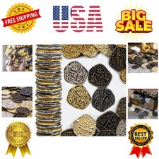 Metal Pirate Coins - Gold and Silver Spanish Doubloon Replicas - Fantasy Meta...