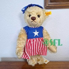 Steiff Bear Mrs First American Teddy Bear 667589 In Red White Blue Collectible
