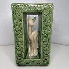 Vtg 1950s Shawnee Pottery MCM Deer & Ivy Double Sided Vase Majolica Mid Century