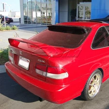 For 2006-2010 Honda Civic Coupe Painted Red Rear Trunk Spoiler Wing LED Brake