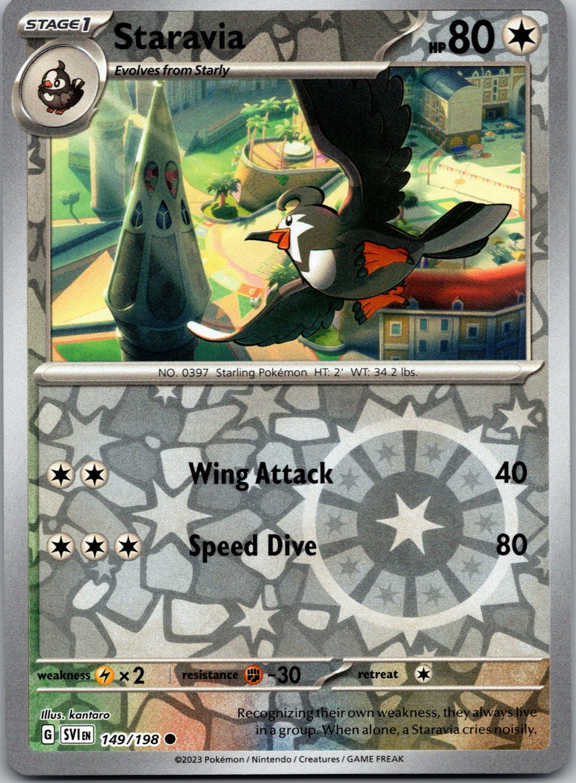 Staravia 149/198 C Scarlet & Violet Pokemon Reverse Holo Near Mint