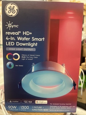 Cync Reveal HD+ 4 in. Wafer Smart LED Downlight Plus Junction 90w-1300lumens/k