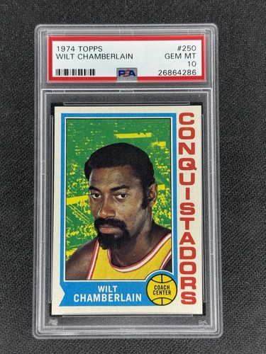 POP 6 RARE 1974 TOPPS WILT CHAMBERLAIN #250 PSA GEM MINT 10 HOF