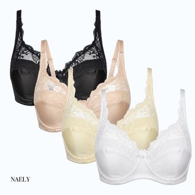 Damen Bügel BH Mit Spitze Gefüttert Leichter Push-Up Effekt Elegant 80A-100D