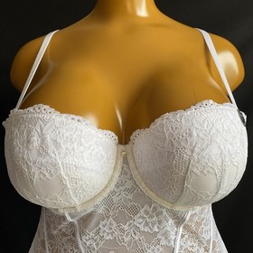 Ann Summers Sexy Lace Planet Suspender Basque White Sheer Mesh & Lace, UK 18 B-C